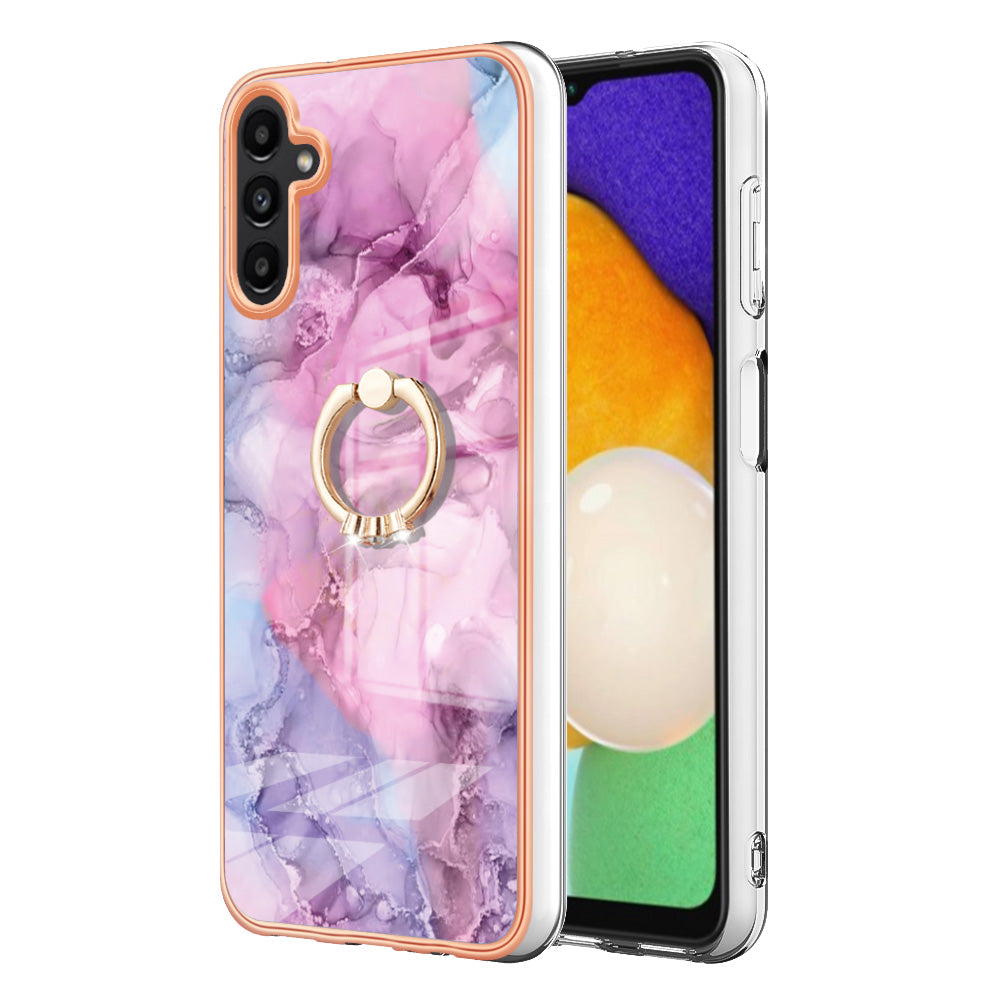 YB IMD Series-17 Style-E For Samsung Galaxy A55 5G Case 2.0mm TPU Marble Phone Cover with Ring Holder - Rose YB IMD Series-17 Style-E For Samsung Galaxy A55 5G Case 2.0mm TPU Marble Phone Cover with Ring Holder - Rose